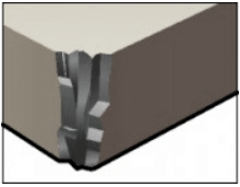 Uneven wear causes damage to sharp corners