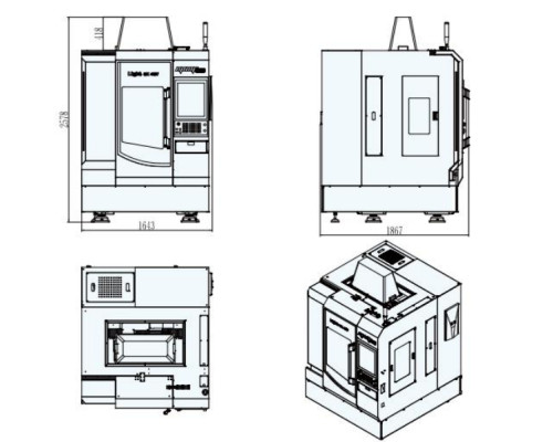 PCD laser machine dimension